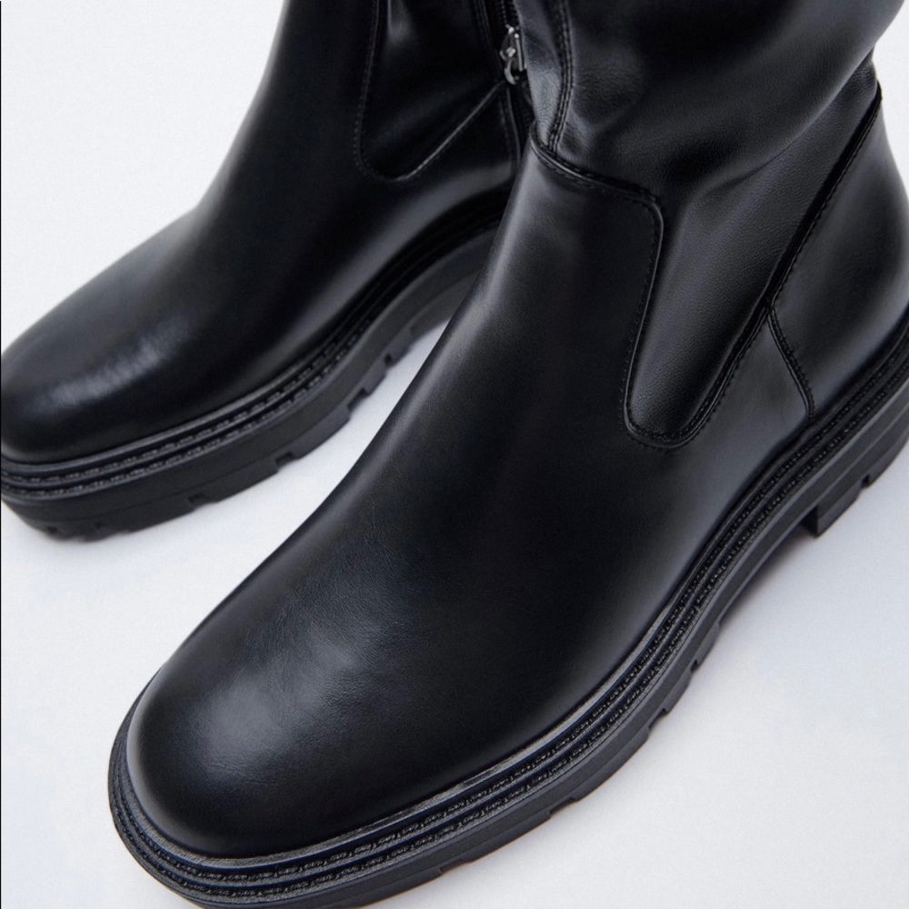 Zara low heeled lug sole ankle boots